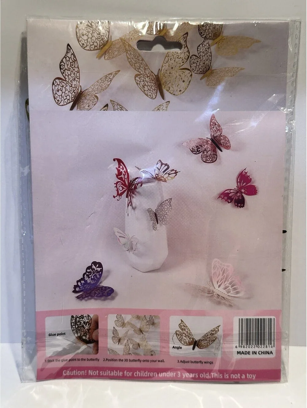 Lot of 17 Gold Butterfly Wall Decor 3D Butterfly Party Decorations